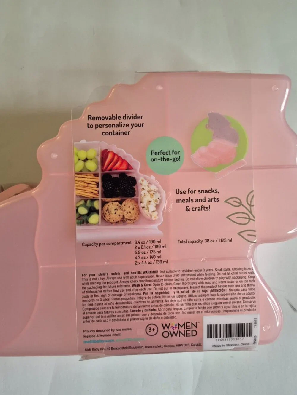 Melii Unicorn Snackle Box With 7 Adjustable Compartments on-the-go!